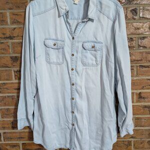 Cato Denim Chambray Button Down Top Light Blue Women’s 14/16